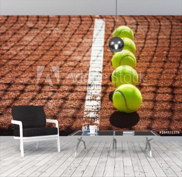 Picture of Tennis court line with balls